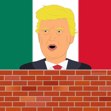 Başkan Meksiko üzerinde seyir Trump sınır 3d çizim