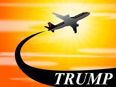 Donald Trump uçak gösterir Cumhurbaşkanlığı 3d çizim uçan