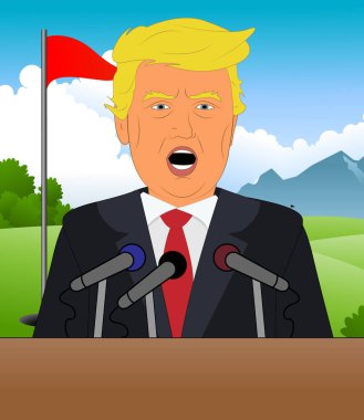 Donald Trump ve Golf kursu 3d çizim