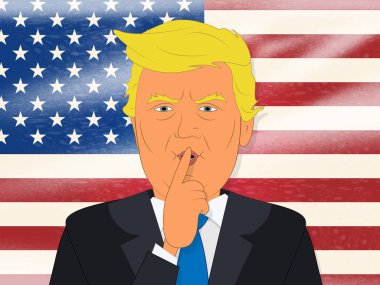 Donald Trump sessiz gösterir gizlilik 3d çizim