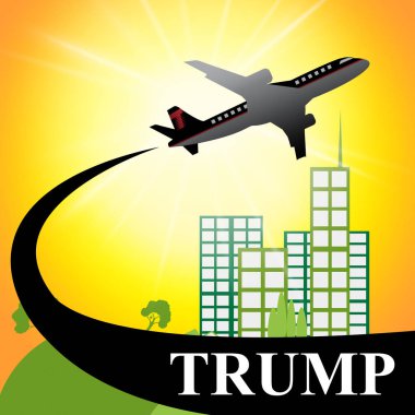 Donald Trump uçak uçan 3d çizim Başkan gösteriyor