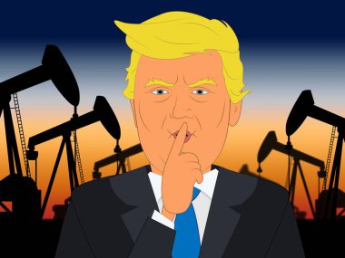 Donald Trump petrol endüstrisi hakkında konuşan 3d çizim