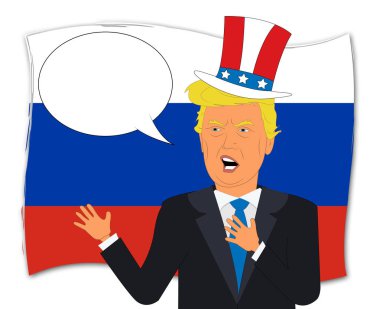 Donald Trump Rusya konuşma 3d illüstrasyon kabarcık