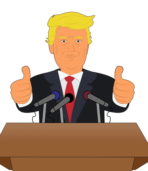 Donald Trump polegares para cima conferência 3d ilustração — Fotografia de Stock