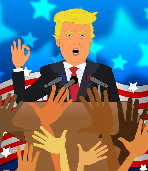 Donald Trump Ok skylt med folkmassan 3d Illustration — Stockfoto