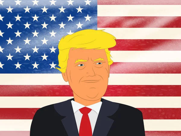 Donald Trump ile Amerikan bayrağı 3d çizim