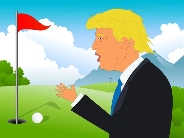 Donald Trump en campo de golf Ilustración 3d —  Fotos de Stock