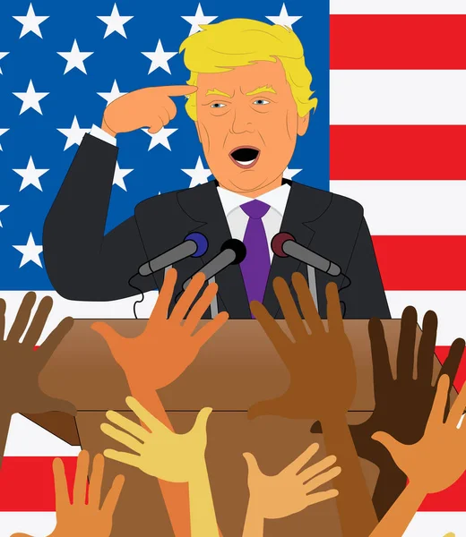 Donald Trump Discours intelligent avec l'illustration 3D de foule — Photo