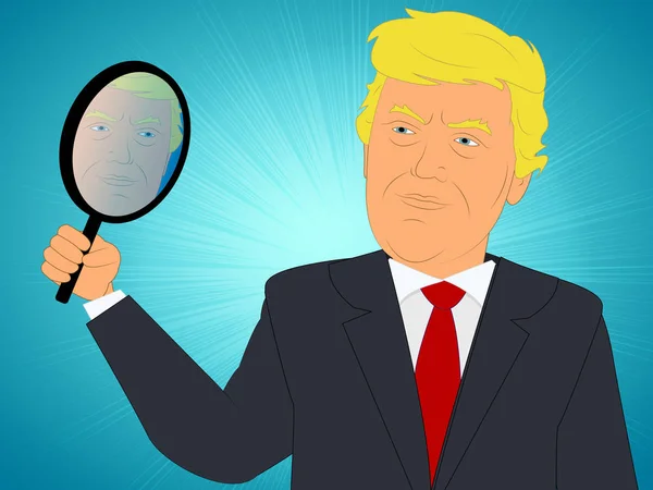 Donald Trump Looking At His Reflection 3d Illustration — Stock Photo, Image