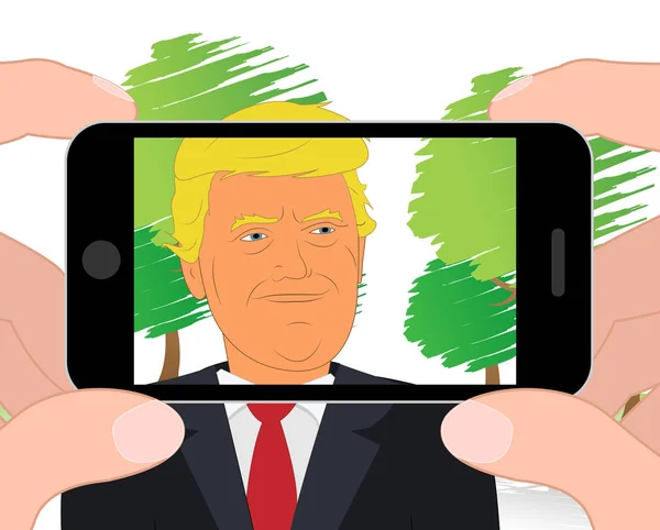 Donald Trump Smartphone Alberi Scattare Foto 3d Illustrazione — Foto Stock