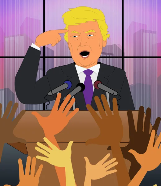 Donald Trump pensando con multitud 3d ilustración —  Fotos de Stock