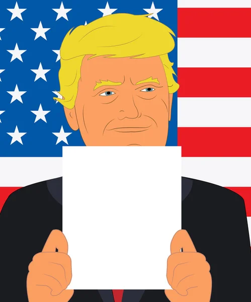 Donald Trump papel en blanco y bandera 3d ilustración — Foto de Stock