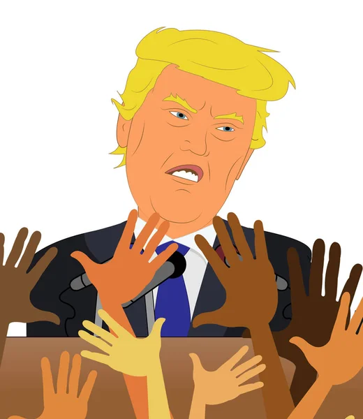 Rozzlobený Donald Trump projev s davem 3d ilustrace — Stock fotografie