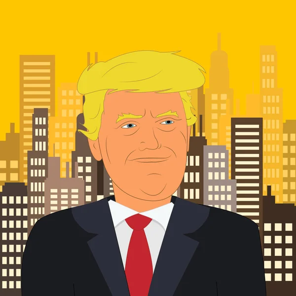 Donald Trumpf und hohe Gebäude 3D-Illustration — Stockfoto