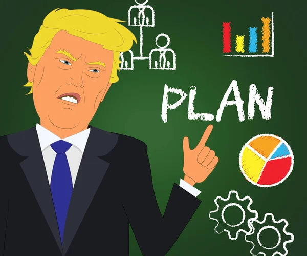 Donald Trump pokazuje Plan planowanie 3d ilustracja — Zdjęcie stockowe