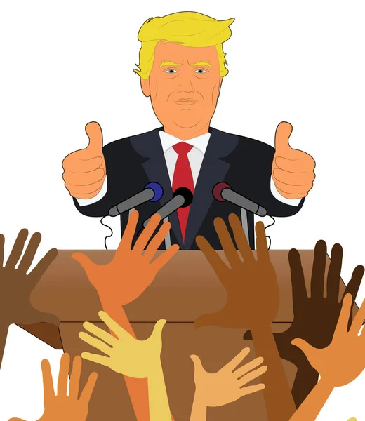Discurso do acordo de Donald Trump com ilustração 3d da multidão — Fotografia de Stock