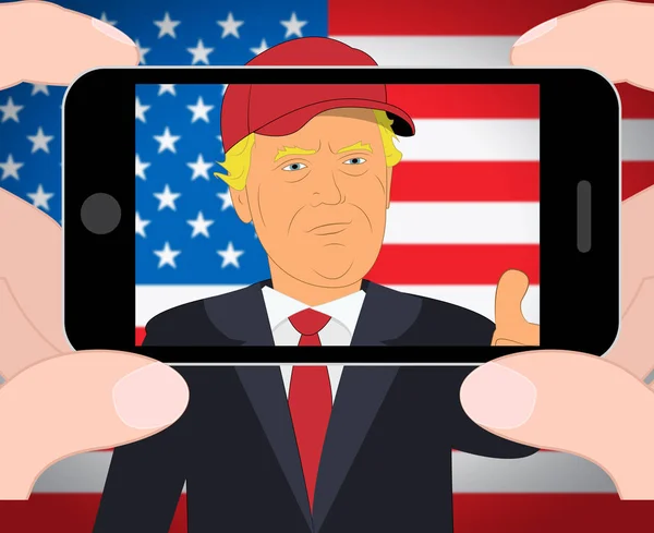 Donald Trump smartfona biorąc zdjęcie 3d ilustracja — Zdjęcie stockowe