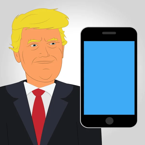 Donald Trump teléfono muestra tweets 3d ilustración —  Fotos de Stock