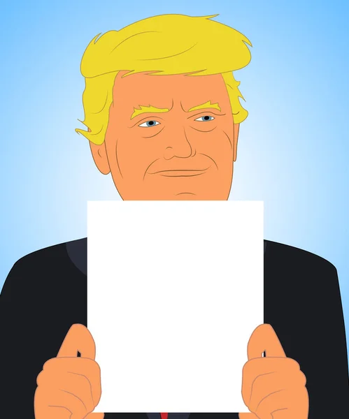 Donald Trump With Blank Paper 3d Illustration — Stock Photo, Image