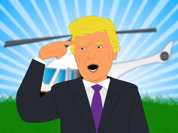 Donald Trump Thinking And Helicopter 3d Illustration — Stock Photo, Image