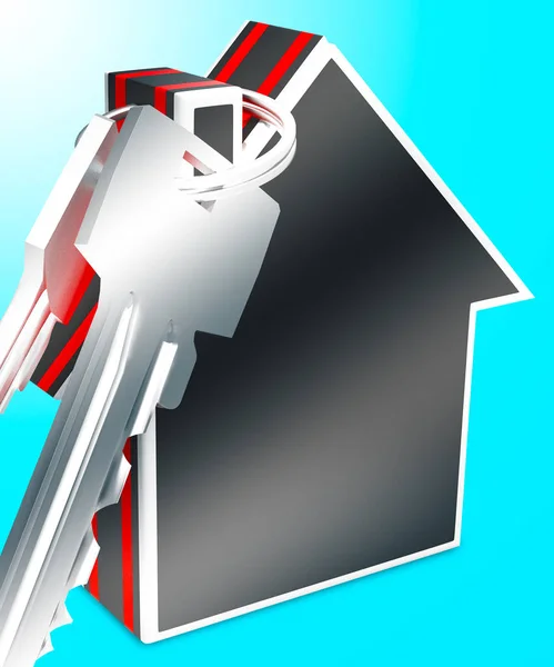 Boendet nycklar innebär House nya 3d-Rendering — Stockfoto