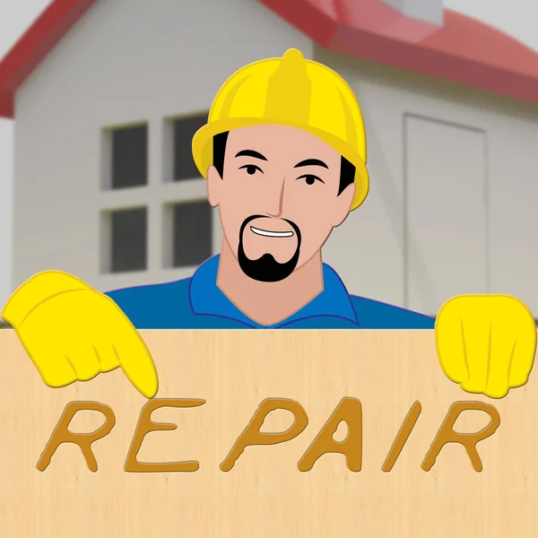 Huis reparatie vertegenwoordigt Fix huis 3d illustratie — Stockfoto