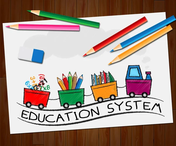 Oktatási rendszer értelmében iskolai szervezet 3D-s illusztráció — Stock Fotó