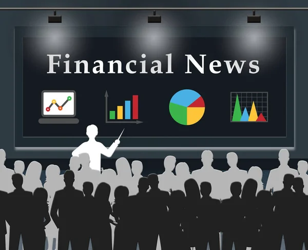 Financieel nieuws betekent Financiën Media 3d illustratie — Stockfoto