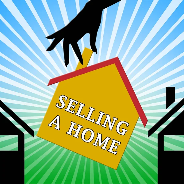 Sprzeda ** domu oznacza Właściwość sprzedają ilustracja 3d — Zdjęcie stockowe