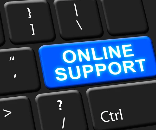 Online Support Key Shows Assistance 3d Illustration — Stock Photo, Image