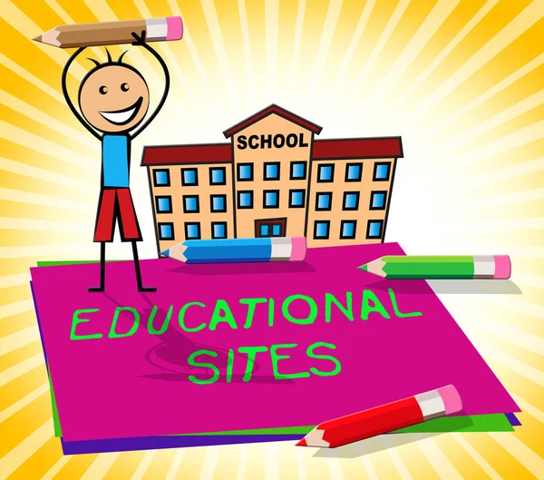 Sitios educativos muestra sitios web de aprendizaje Ilustración 3d —  Fotos de Stock