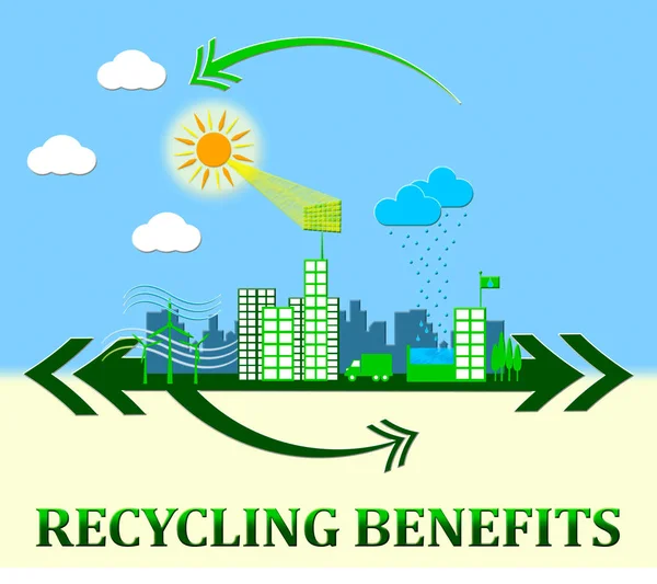 Benefícios de reciclagem mostrando vantagens de reutilizar a ilustração 3d — Fotografia de Stock