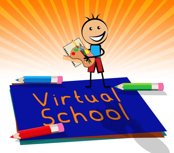 虚拟学校显示学习和教育 3d 图 — 图库照片