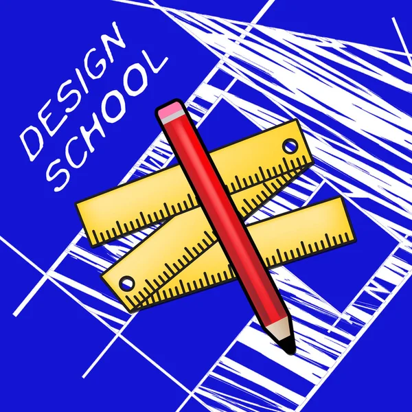 Projekt szkoły znaczenie kompozycji studia 3d ilustracja — Zdjęcie stockowe