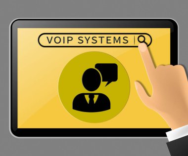 VoIP sistemleri Tablet temsil eden Internet ses 3d çizim