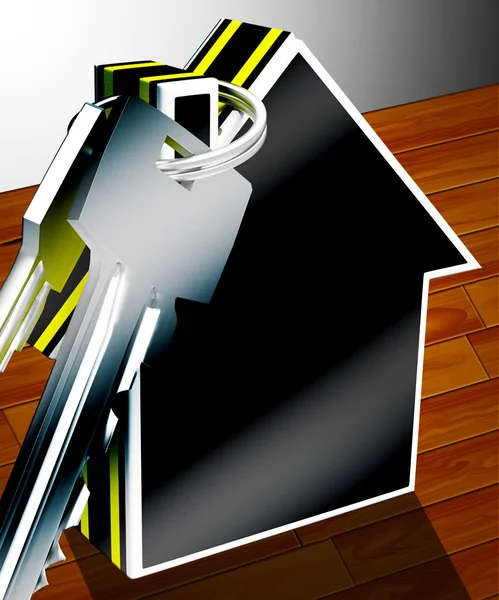 Boendet nycklar som betyder nya hus 3d-Rendering — Stockfoto