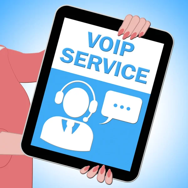 VoIP-dienst Tablet weergegeven: Internet helpen 3d illustratie — Stockfoto