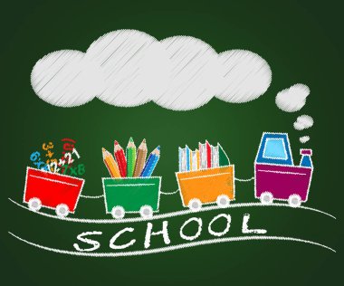 Okul temsil Kırtasiye malzemeleri 3d çizim