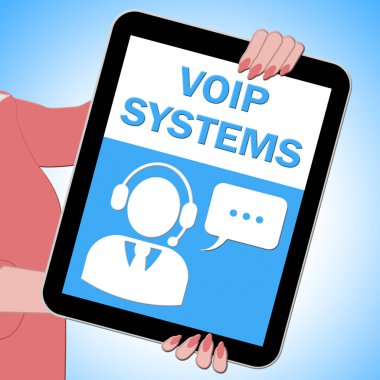 VoIP sistemleri Tablet gösterir Internet ses 3d çizim