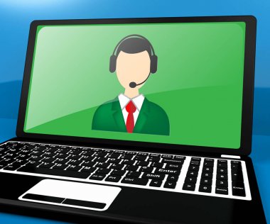 VoIP Laptop gösterir Internet ses 3d çizim