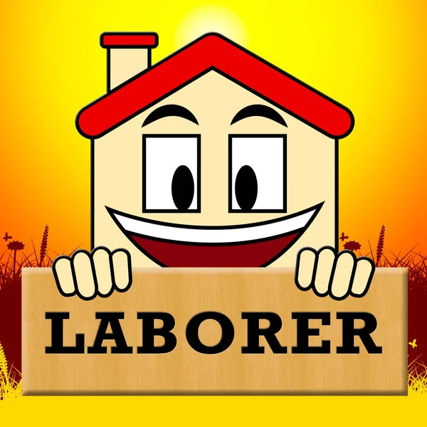 House Laborer Shows Building Worker 3d Illustration — Stock Photo, Image