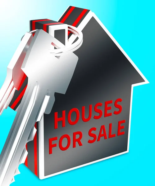 Domy na prodej znamená prodat nemovitost 3d vykreslování — Stock fotografie