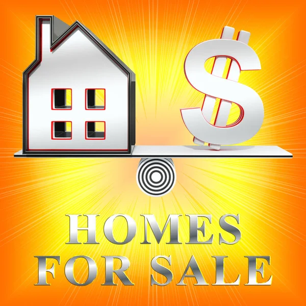 Casas en venta significa vender casa 3d renderizado — Foto de Stock