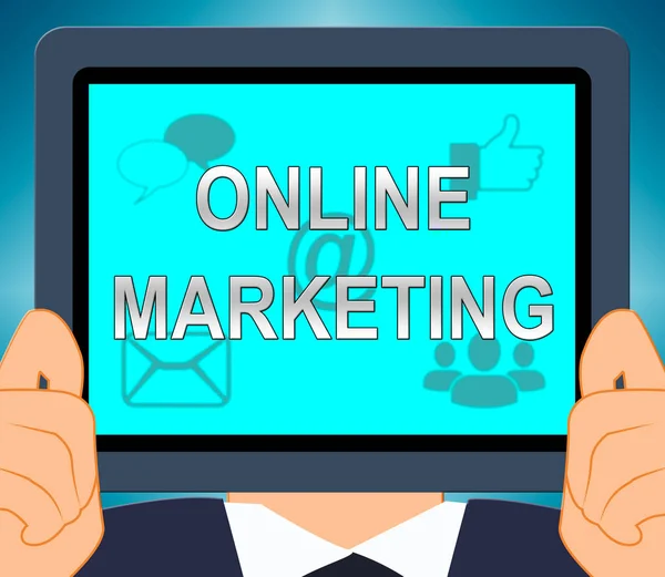 Online Marketing Mostrando Promozioni di mercato 3d Illustrazione — Foto Stock