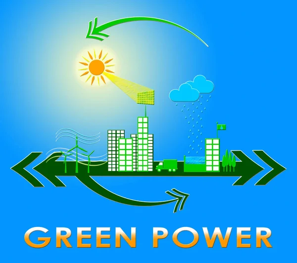 Groene stroom toont Eco energie 3d Rendering — Stockfoto