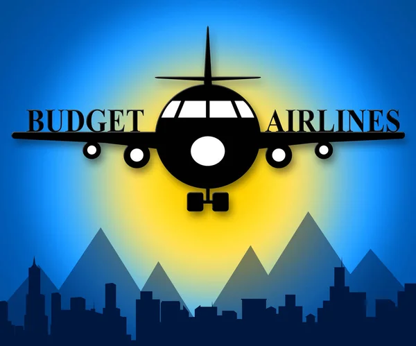 Budget Airlines Mostrando Offerte Speciali Voli 3d Illustrazione — Foto Stock