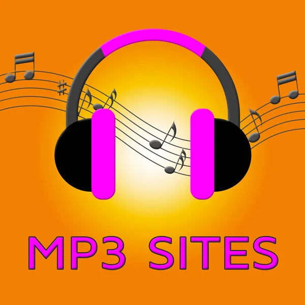 MP3 webbplatser visar musiknedladdningar 3d Illustration — Stockfoto