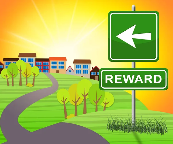 Reward Sign Shows Rewards Benefits 3d Illustration — Stock Photo, Image