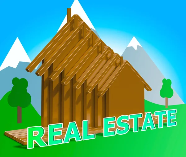 Fast ejendom huse betyder ejendom 3d Illustration - Stock-foto