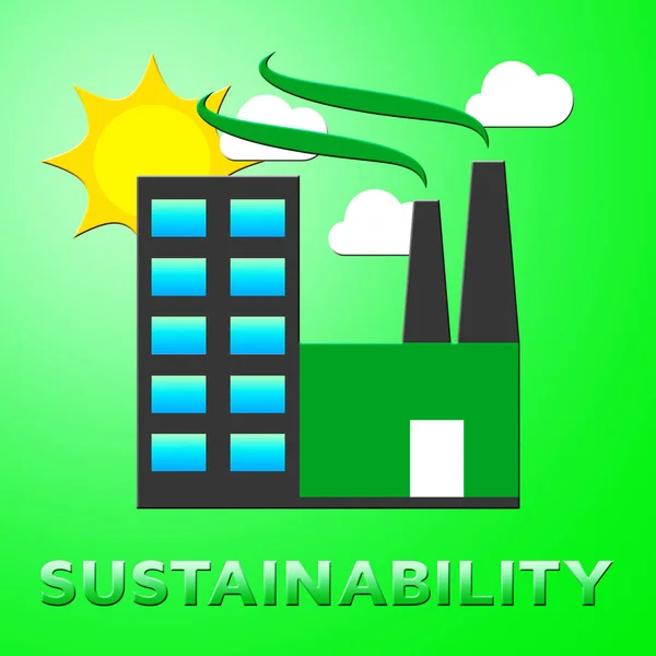 Sustainability Factory Means Eco Recycling 3d Illustration — Stock Photo, Image